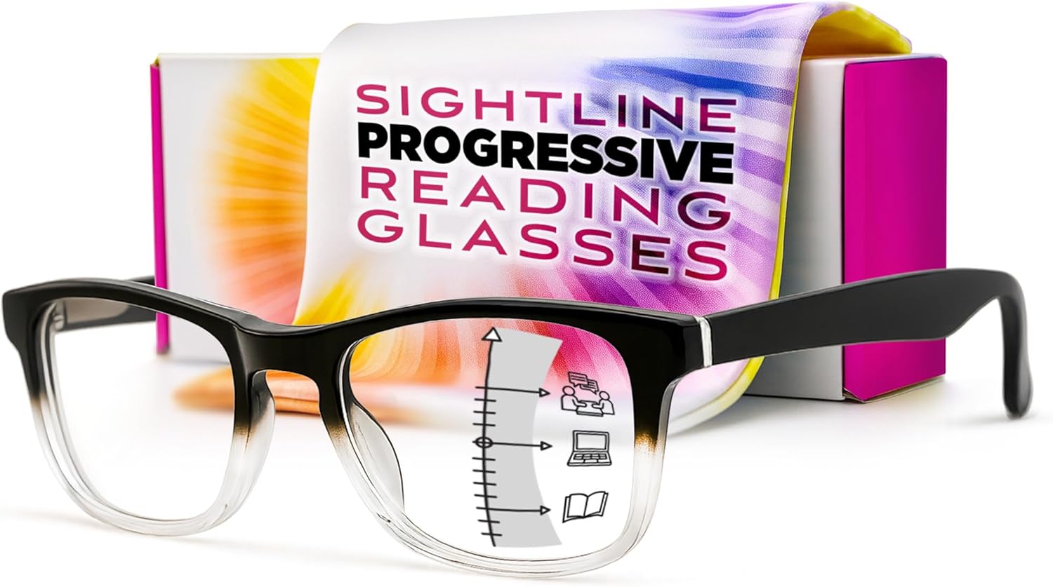 Sightline Readers Progressive Multifocus Reading Glasses – H109, Medium to Narrow Fit