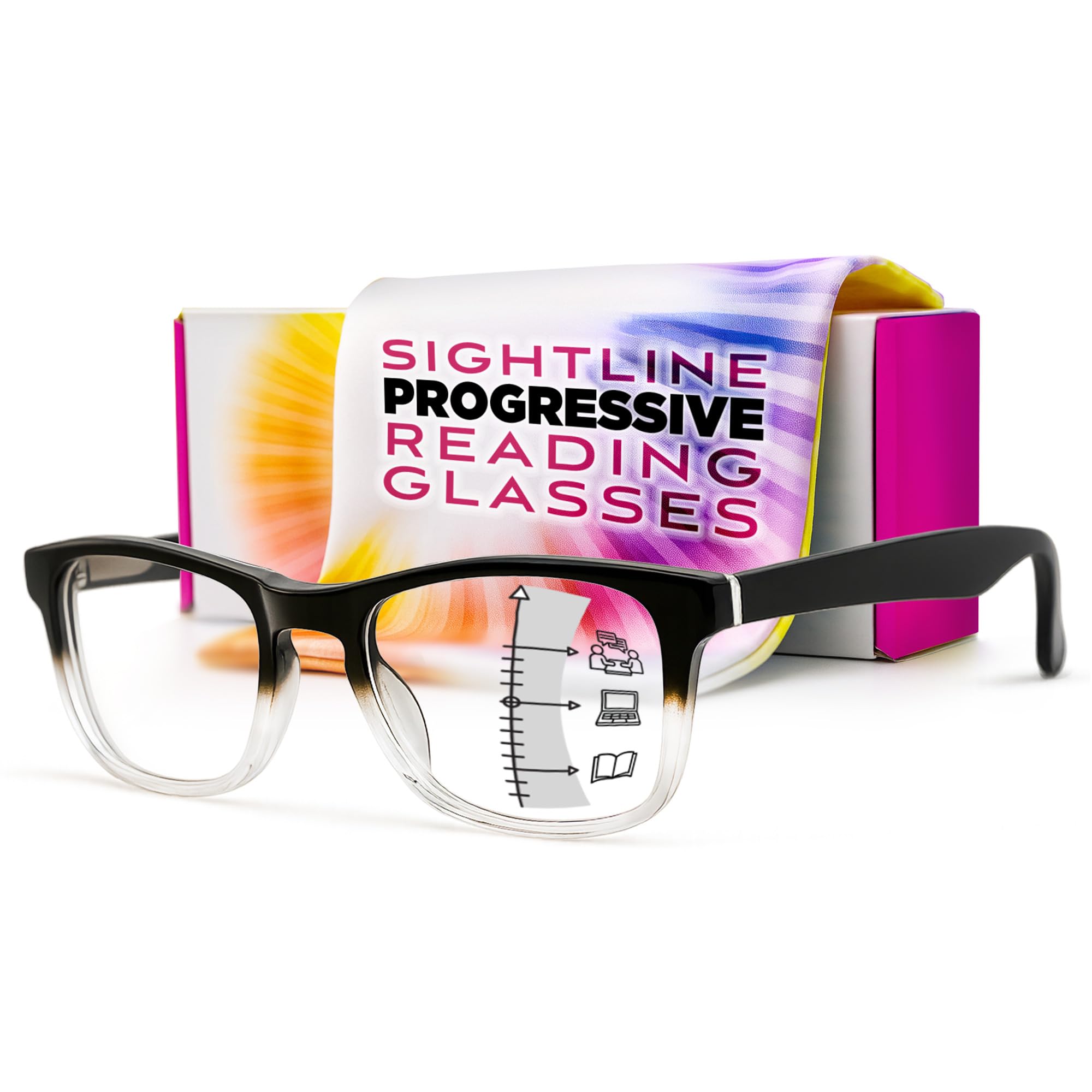 Sightline Readers Progressive Multifocus Reading Glasses – H109, Medium to Narrow Fit