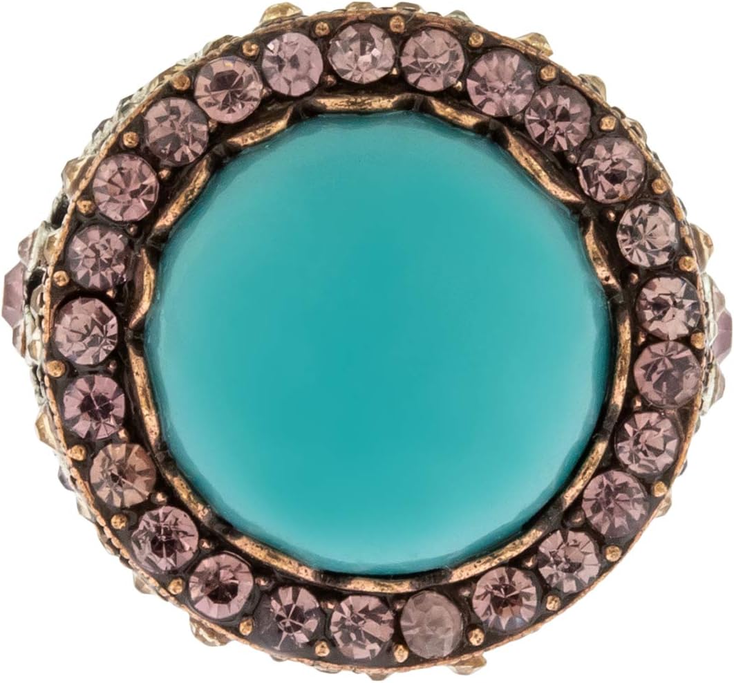 Womens Jewelry Blue Lucite and Austrian Crystal Ring Dragonfly Designs on Sides