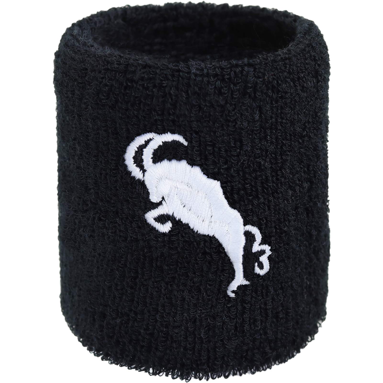 Outdoor Sweat Band for Wrist- Embroidered Motive Sweat Absorbent Wrist Band - Terrycloth Black Arm Band for Sport