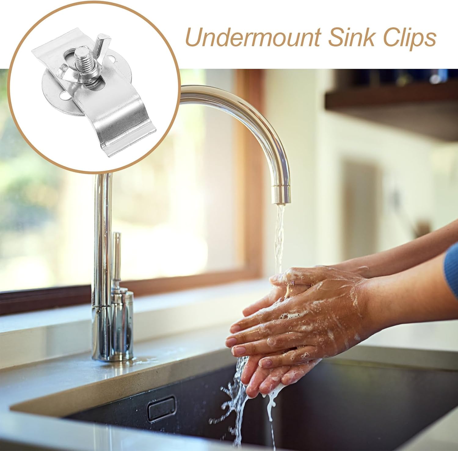 12 Sets Stainless Steel Undermount Sink Clips Brackets Fasteners for Kitchen and Bathroom Sink Installation Repair Support