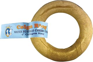 QT Dog Water Buffalo Colgn Ring 4" - All Natural Long Lasting Collagen Dog Chews, Single Ingredient, Protein-Packed, Gluten & Grain Free, Odor-Free Dental Chews, Ideal for All Breed Sizes - Banded