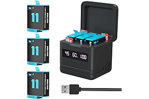 GoPro HERO 9, 10, 11, 12 Triple Battery Pack and Rapid Charger