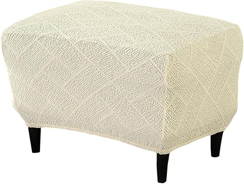Vista 24 de Eco-Ancheng - Funda otomana elástica rectangular para almacenamiento, funda para taburete con reposapiés, cubiertas para taburete otomano con parte