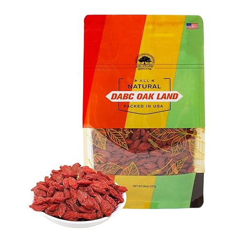 DABC OAK LAND Bayas secas de Goji de frutas secas, alta nutrición, alta vitaminas, aperitivos, embalaje americano. (Bayas secas de Goji, 8 onzas)