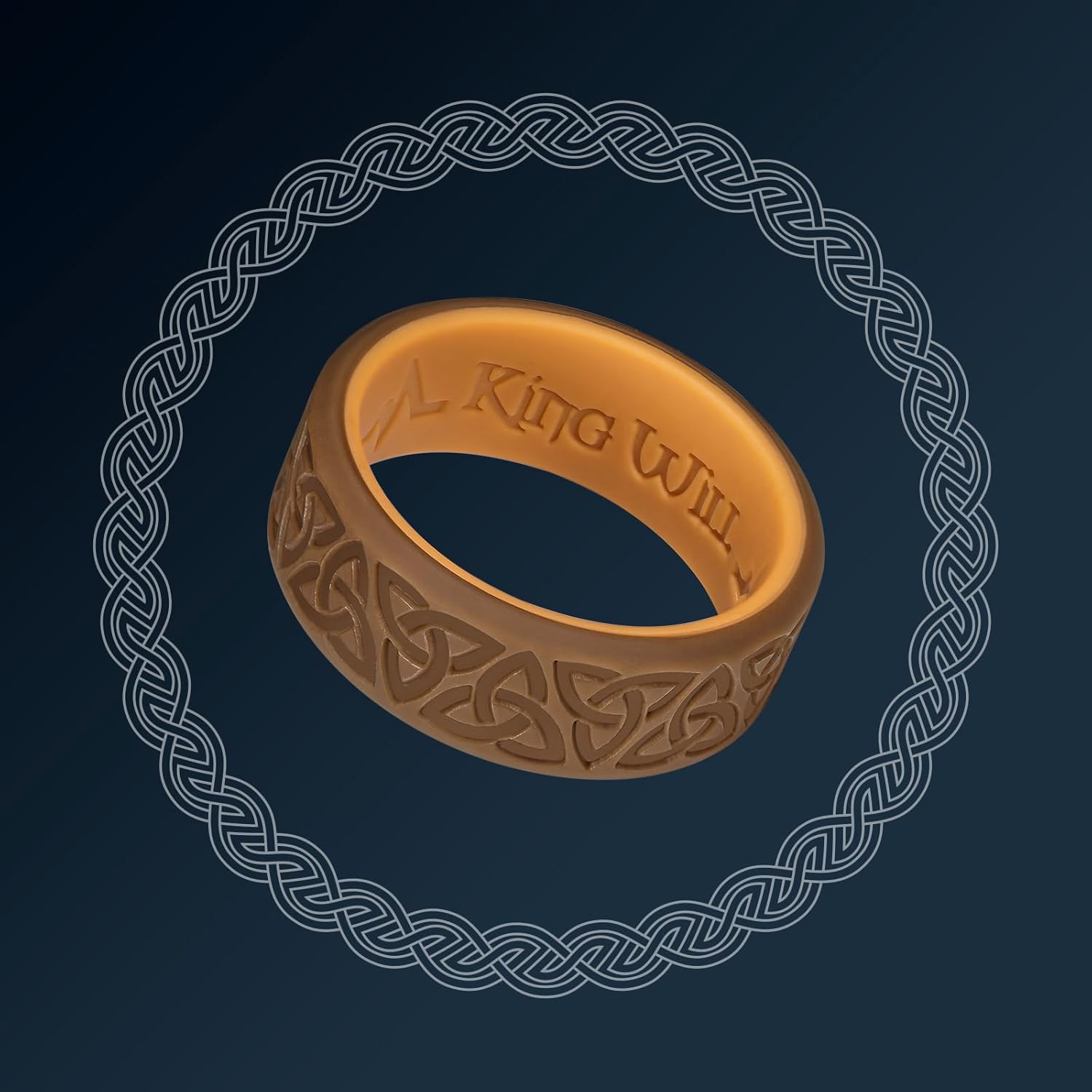 King Will Silicone Wedding Rings For Men, 4 Pack Rubber Wedding Bands with Celtic Knot Pattern, 8mm Wide 2.2mm Thick, Comfort Fit Size 13 - Image 3