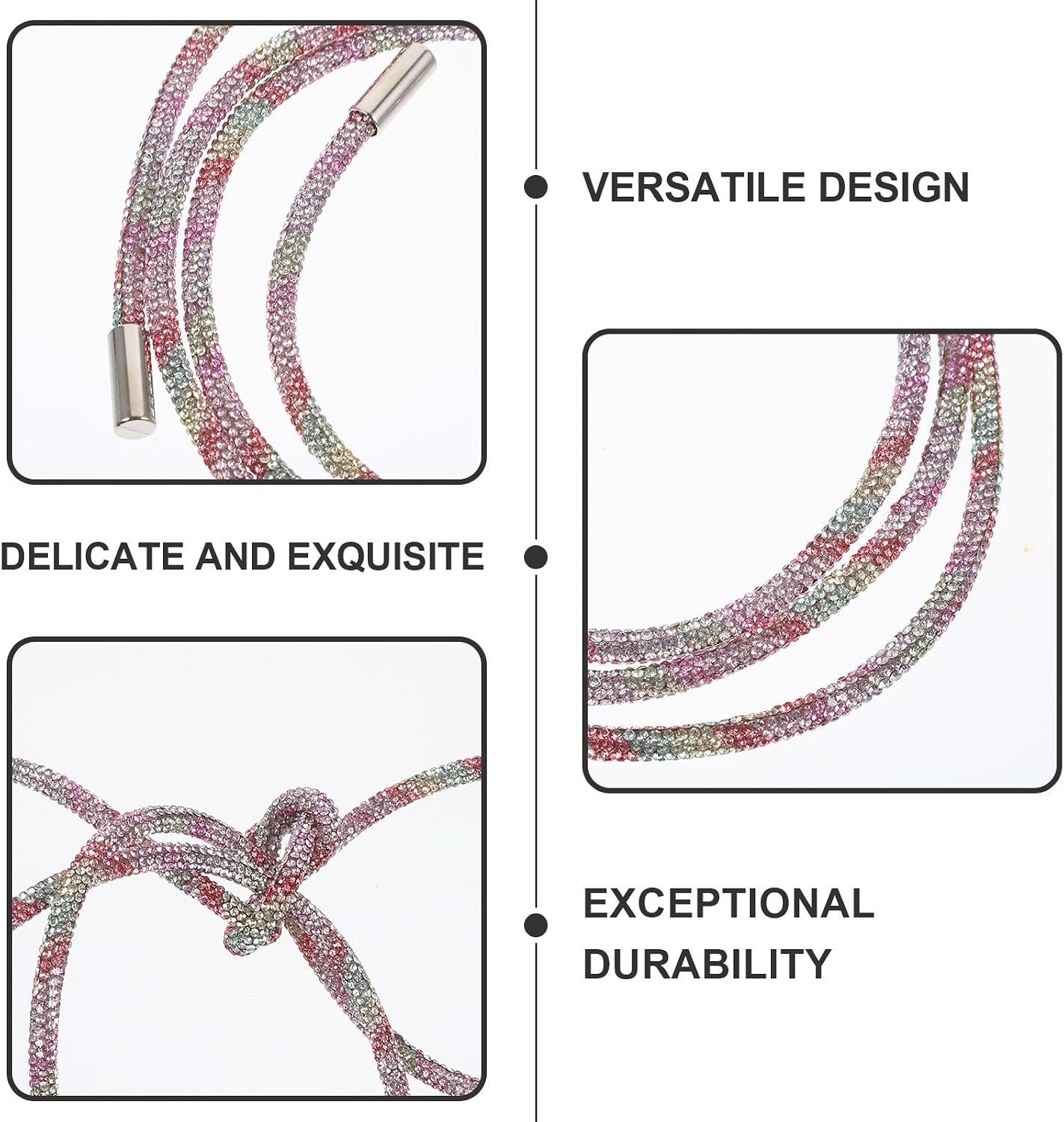 Rhinestone Round Tube Lanyard Accessory, 6mm Wide, 120cm image 3