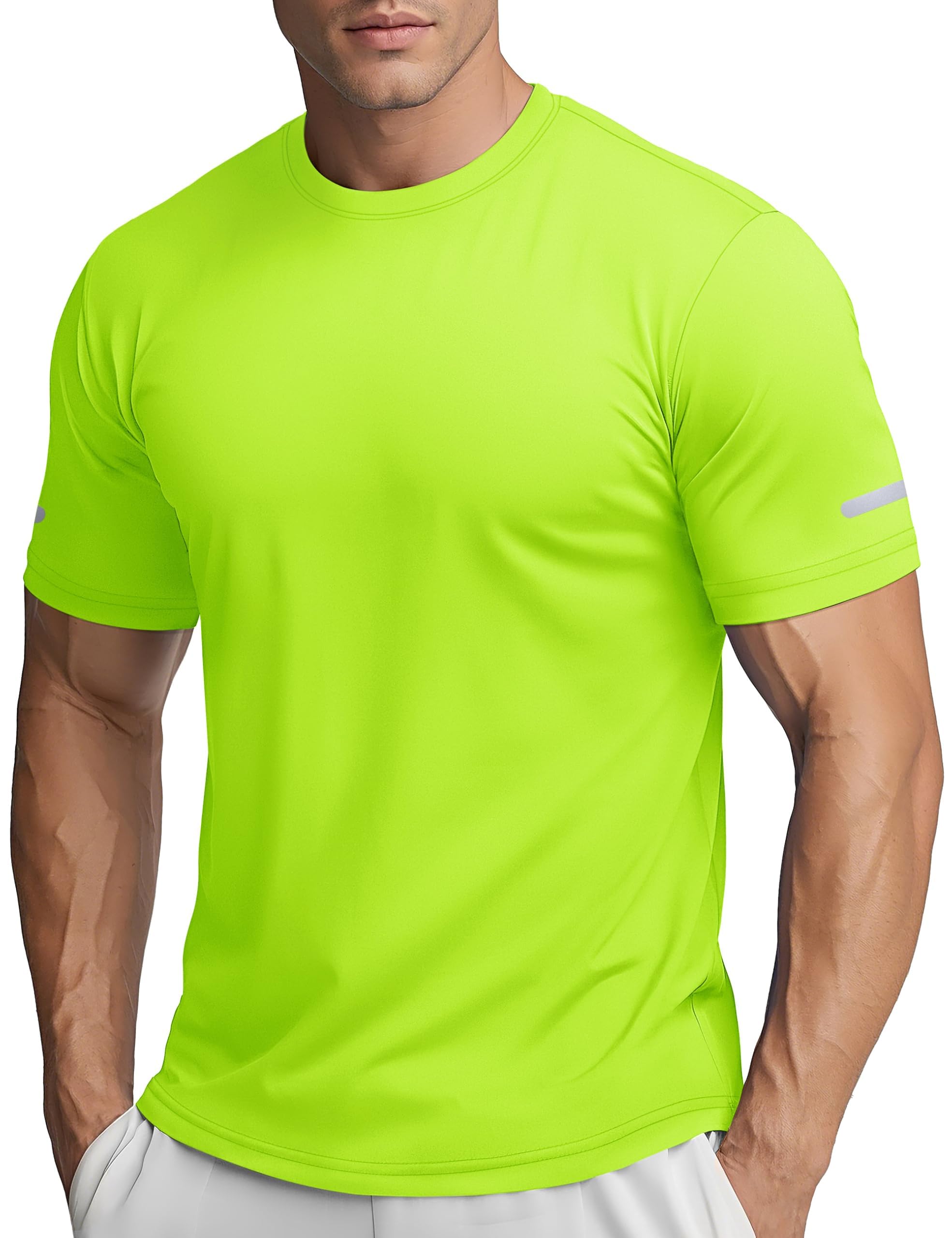 TACVASEN UV Shirt Herren Sportshirt Kurzarm UPF 50+ Sonnenschutz Atmungsaktive Funktionsshirt Laufshirts mit Reflektierender Streifen