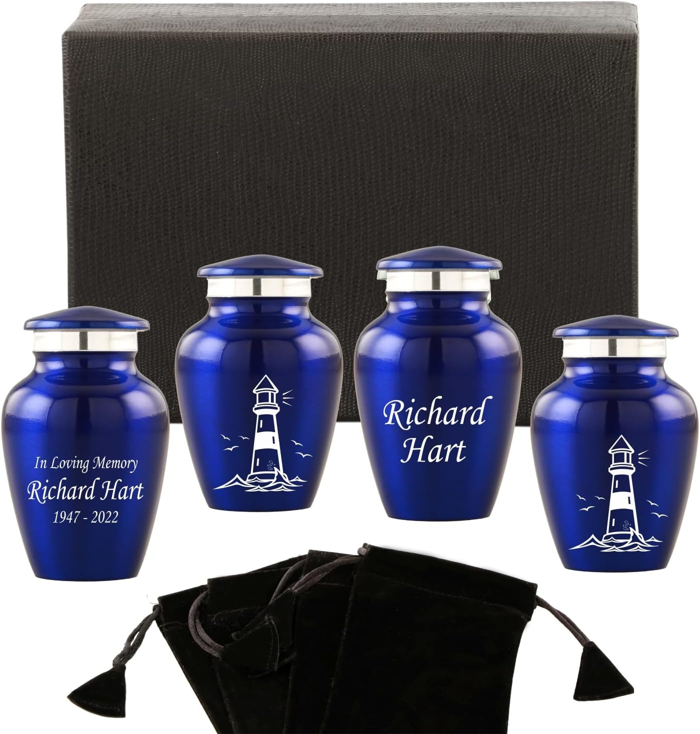Personalized EngravingGuiding Lighthouse Keepsake Cremation Urns for Human Ashes - Decorative Urns for Ashes Female & Male, Urns for Ashes Adult, Funeral Urns - 4 Small Keepsakes