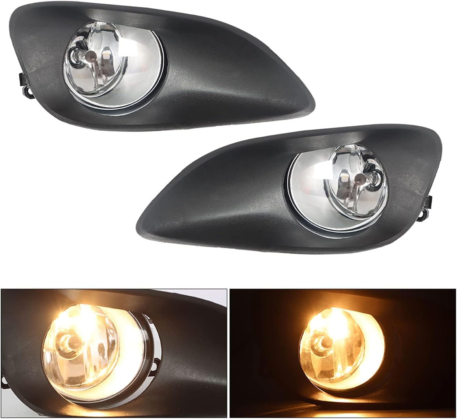 munirater 1 Pair of Fog Light Lamps Frame Kit Replacement for Ya-ris Sedan 2007-2011 w/ H11 Bulbs Switch Wiring