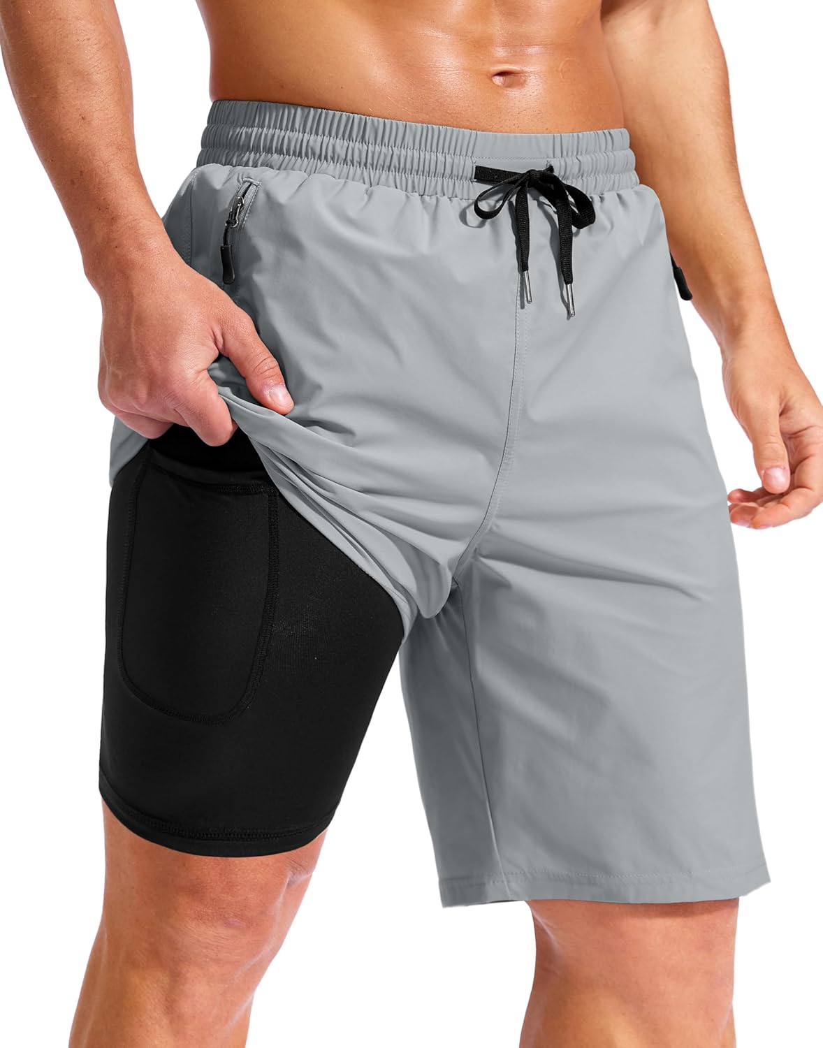 G Gradual Mens Swim Trunks with Compression Liner 7"/9'' Quick Dry Board Shorts Swimsuit Bathing Suit for Men Zipper Pockets