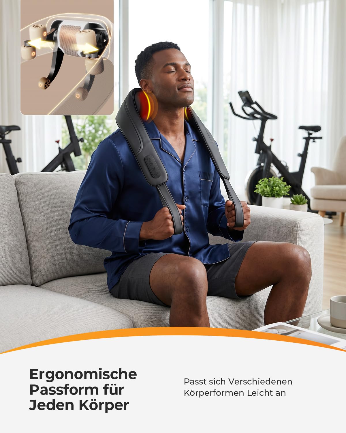 CooCoCo Kabelloses Nackenmassagegerät mit Wärme, Shiatsu Schulter Massagegerät, Wiederaufladbares Rückenmassagegerät für Nacken, Rücken und Schulter, für Büro und Reisen, Geschenke für Frauen Männer