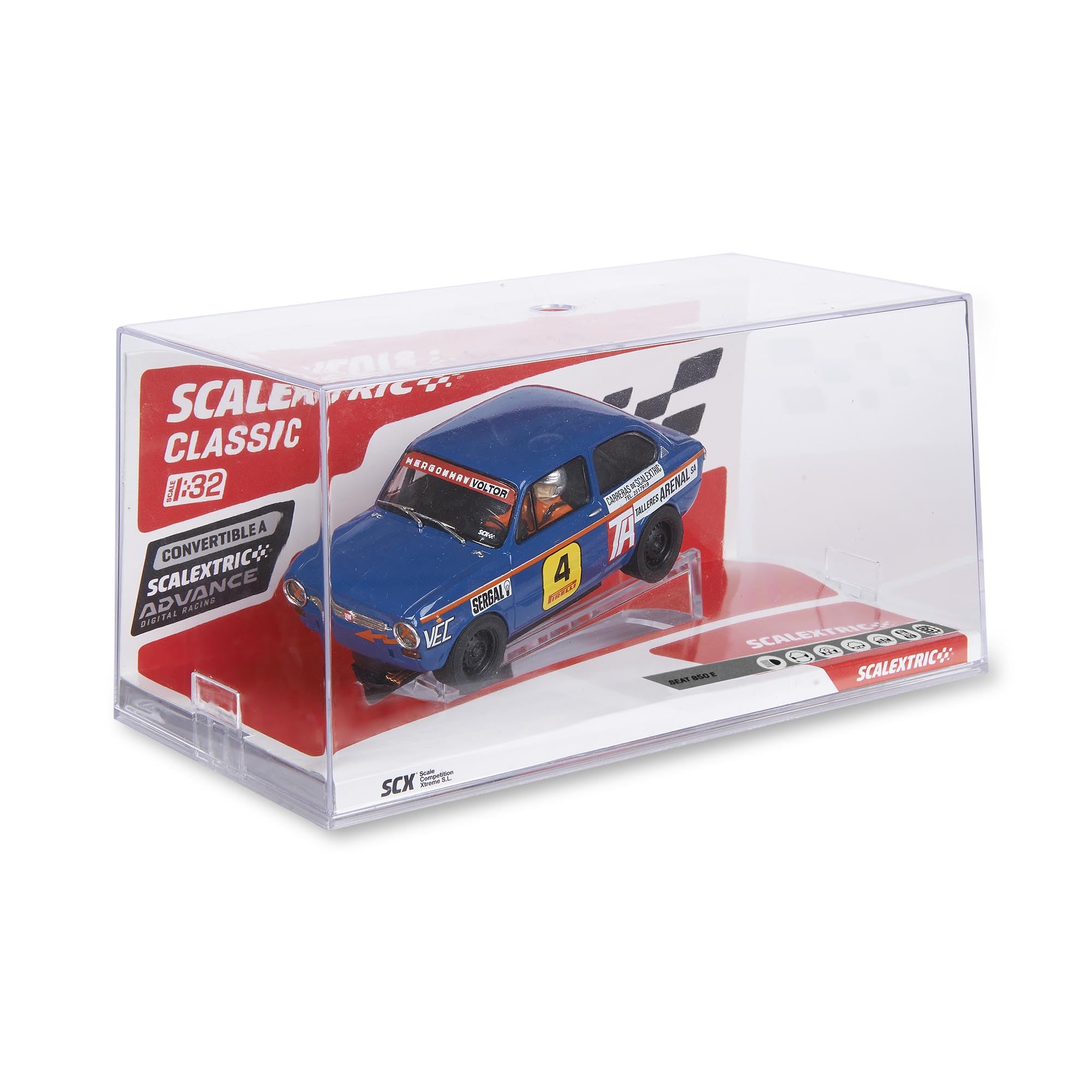 SCALEXTRIC - Vehículo de Carreras Advance - Coche Slot - Escala 1:32 (Seat 850 E - Anton Guasch - Arrabassada '72)
