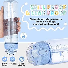 OLDLEY 17oz Kids Motivational Water Bottle, Leak-Proof Tritan BPA-Free, Reusable for School Girls & Boys, Silicone Straw, Baby Blue