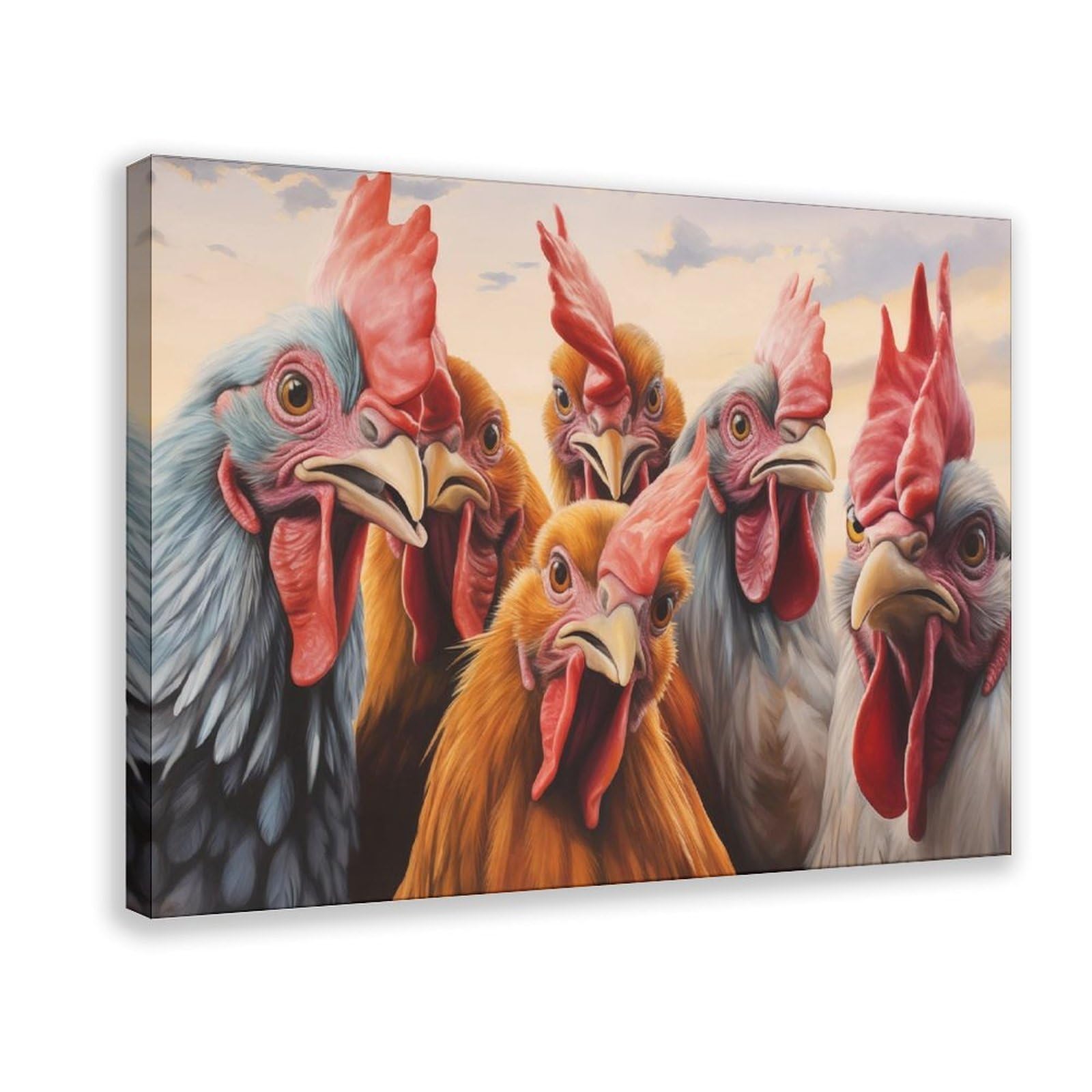 Qnvjqkdsi Frame Curious Rooster Art Poster Canvas Poster Bedroom Decor Landscape Office Room Decor Gift 16" L X 24" W