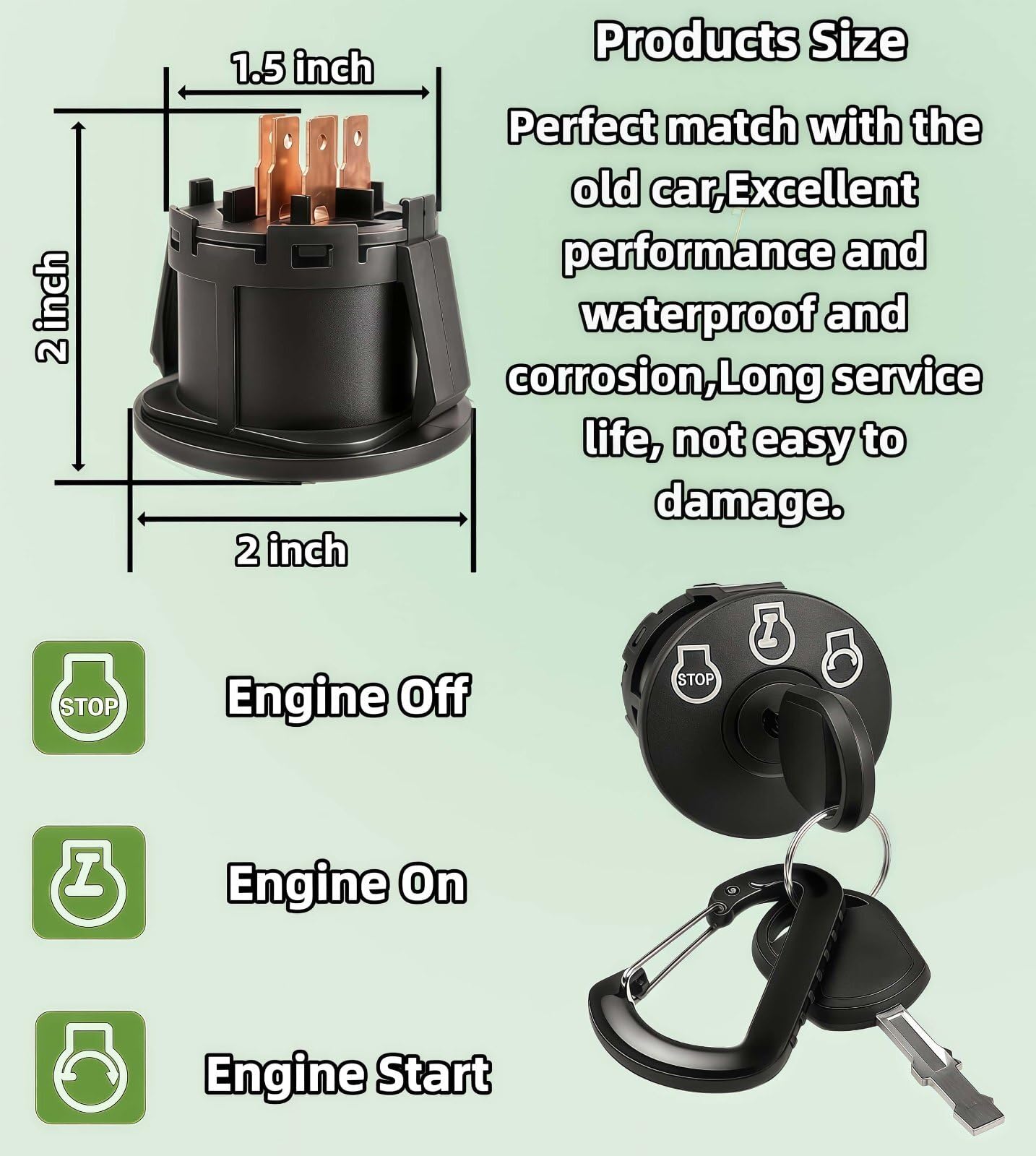 Amazon.com : 077-8076-00 Ignition Switch with 2 Keys, 3 Position 5