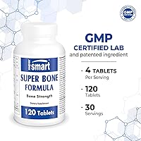 Vista 4 de Supersmart - Fórmula Super Bone - con calcio, magnesio, vitamina D3 y estroncio Sin OMG y sin gluten - 120 tabletas