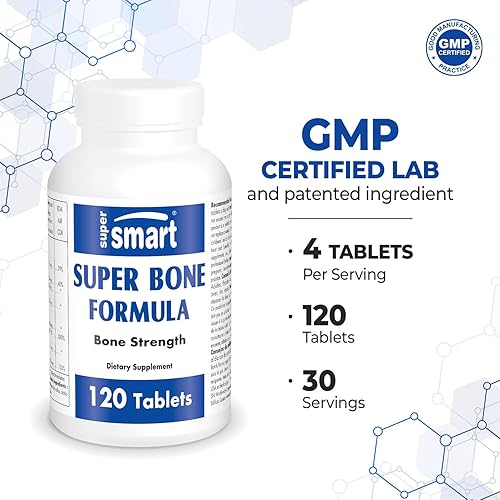Miniatura 4 de SuperSmart - Fórmula Super Bone (complejo avanzado) - con calcio, magnesio, vitamina K2, D3 y suplemento de estroncio | Sin OMG y sin gluten - 120