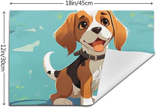 Miniatura 2 de 6 PCS PVC Placemats Set Place Mats Cartoon Beagle Dog Non-Slip Weave Place Mats 12" x 18" Farmhouse Table Mat Set for Family Dinners Wedding Parties