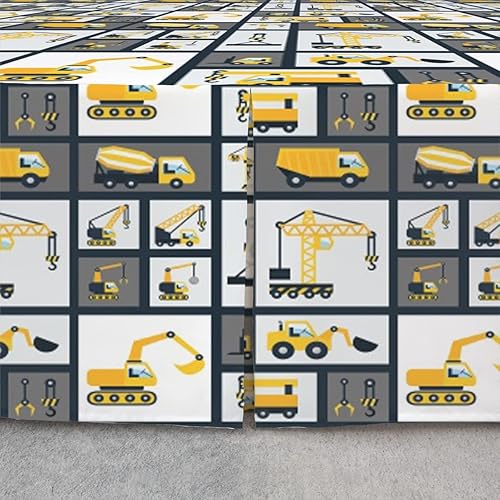 Miniatura 4 de Feelyou Hoja de construcción y falda de cama envolvente para niños y niñas, excavadora grúa, tractor, falda de cama plisada de maquinaria pesada de