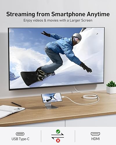 Miniatura 5 de uni Cable USB C a HDMI de 6 pies (4K 60 Hz), cable USB tipo C a HDMI, Thunderbolt 43 compatible con iPhone 15 ProMax, MacBook ProAir 2023, iPad Pro,