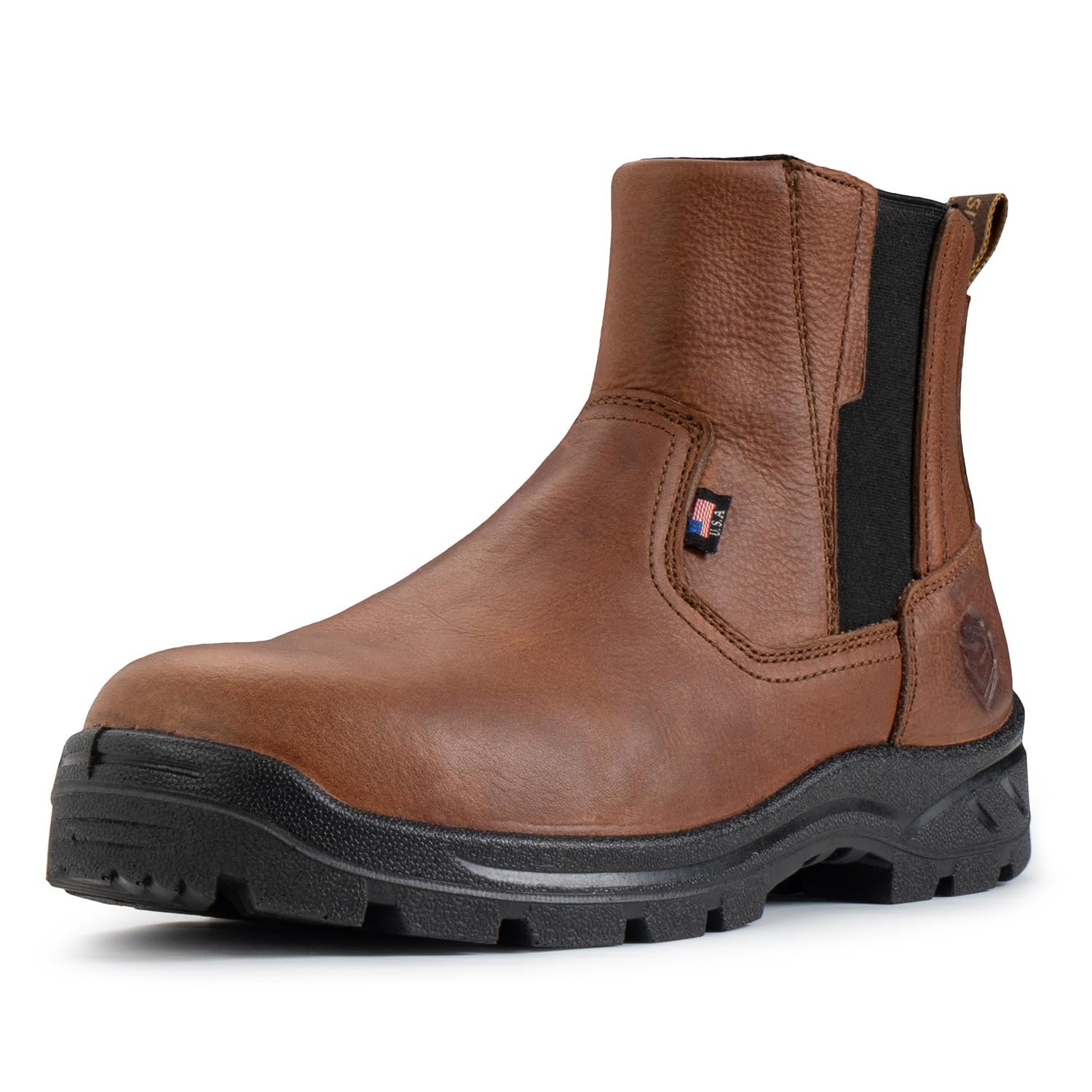 SUREWAY Men's Slip On Work Boots for Men-Soft Toe,Upgraded Slip/Water Resistant,Soft Toe,Anti-Static,Fire Station Mechanic Insulated Boots/Shoes