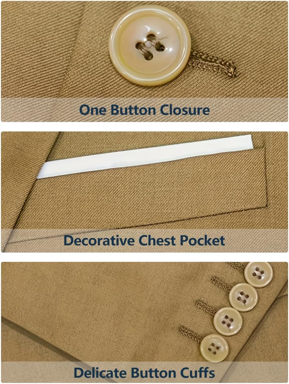 Men's Suits Regular Fit 2 Piece one Button Blazer Pants Set Formal Wedding Prom Tuxedo Suits - Image 6