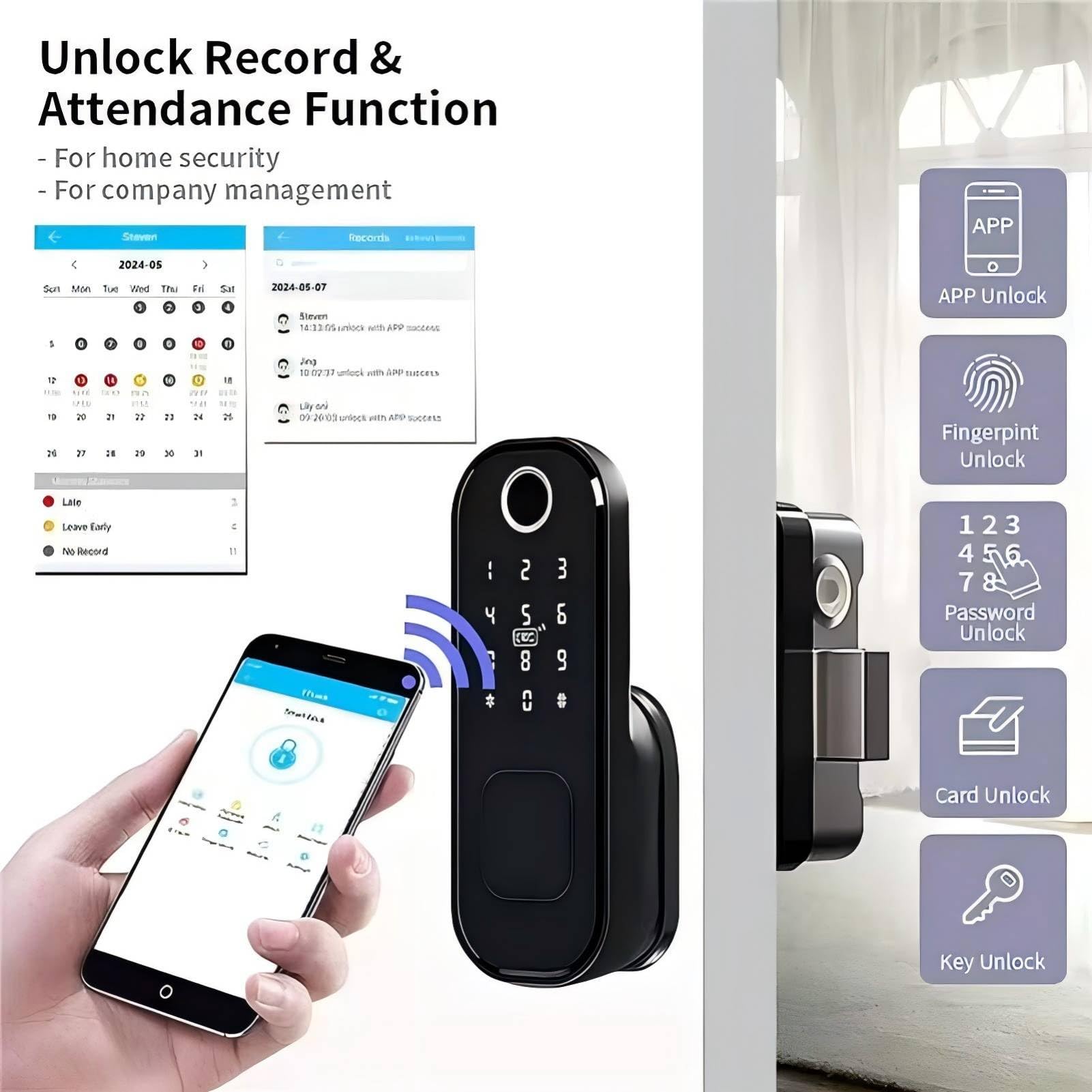 Serrure de porte intelligente WiFi avec empreinte digitale et clavier