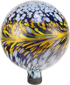 Echo Valley 8128 Peacock Burst Gazing Globe for Home, Garden, or Patio Decoration, Blue/White, 10 inches