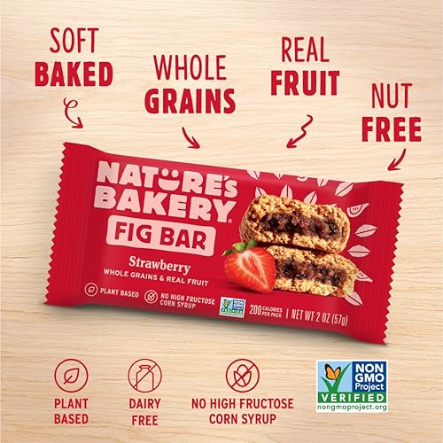 Miniatura 4 de Nature's Bakery Whole Wheat Fig Bars, Strawberry, Real Fruit, Vegan, Non-GMO, Breakfast Bar, 7 boxes with 12 twin packs (84 twin packs)