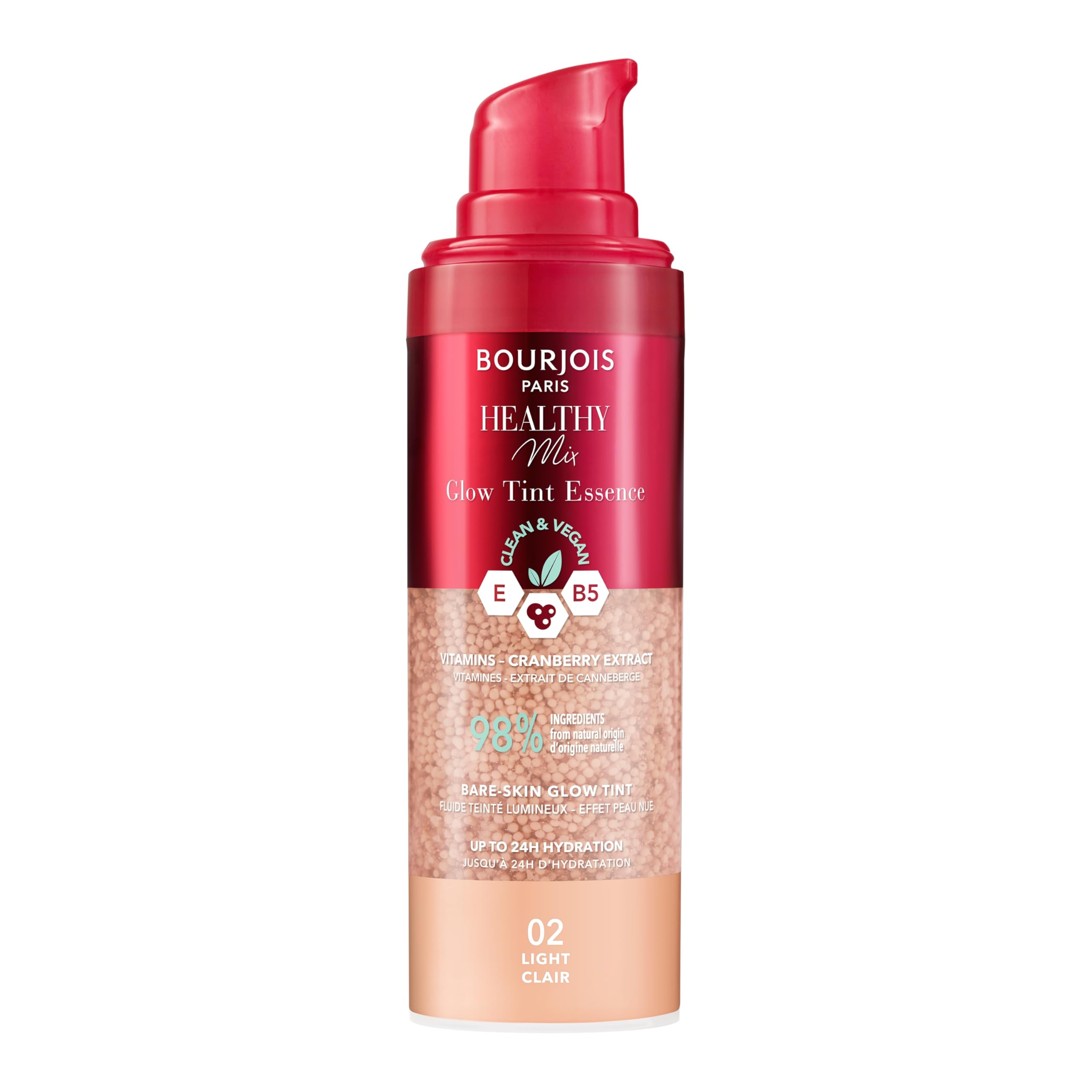 Bourjois Healthy Mix Glow Tint Essence nawilżająca esencja wyrównująca koloryt skóry, 02 Light, 30 ml