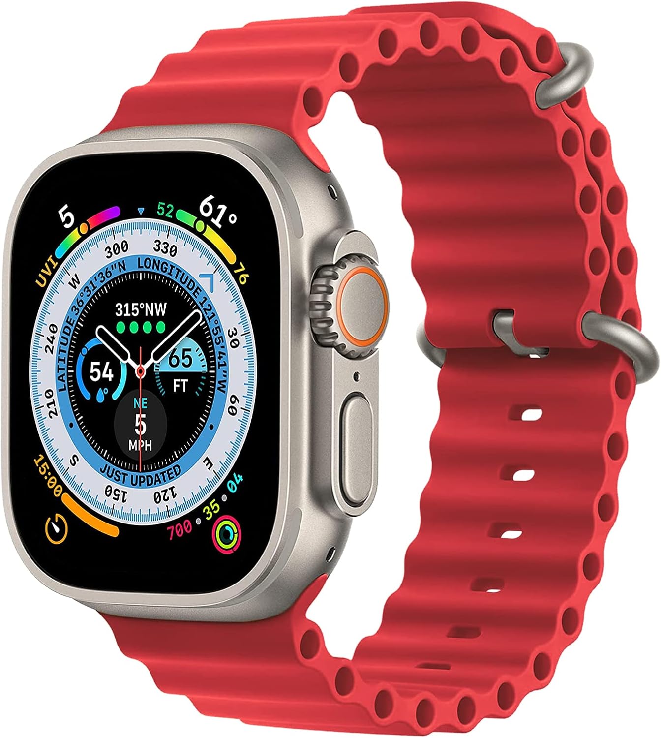 Ocean Band Compatible with Apple Watch Ultra Band 49mm 45mm 44mm 42mm 41mm 40mm 38mm Men Women, Adjustable Loop Sport Fluoroelastomer Breathable for Apple Watch Ultra iWatch Series 8 7 SE 6 5 4 3 2 1