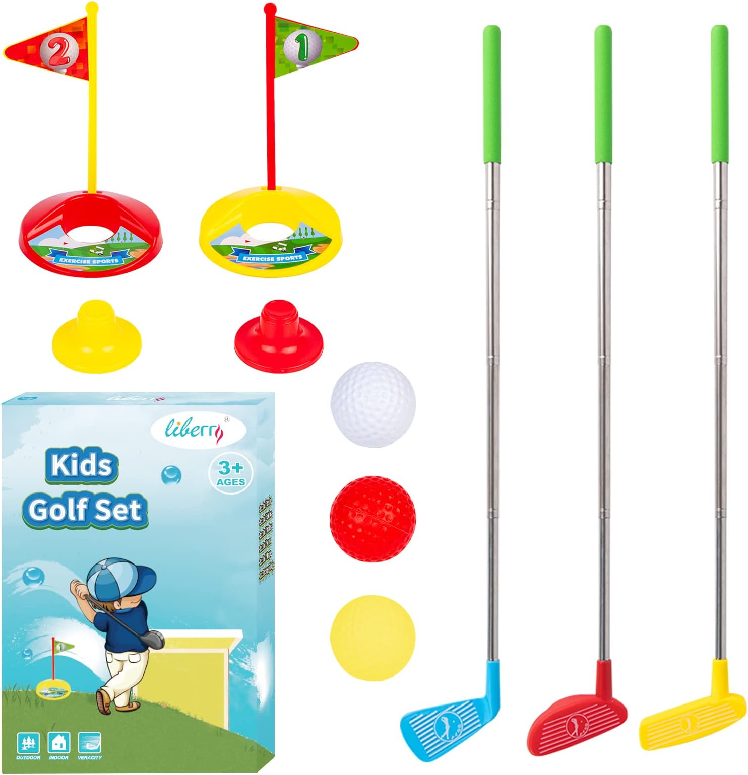 Toddler Golf Set, Retractable Toy Golf Clubs for Kids Ages 2 3 4 5, Indoor and Outdoor Sports Games Birthday Gift for Boys Girls