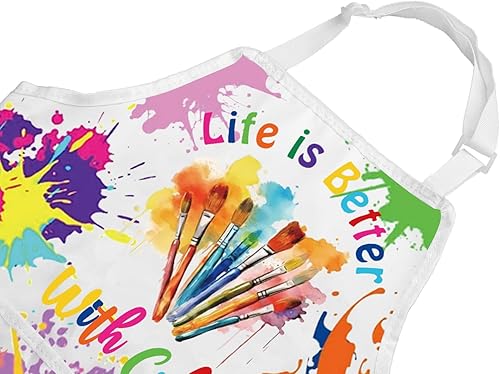 Miniatura 4 de VAMSII Delantal de artista Life Is Better con regalo de color para pintor, regalo para amantes del arte