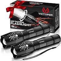 Victoper LED Flashlight 2 Pack - 1200 High Lumens Tactical Torch, 5 Modes, Waterproof Zoomable for Camping Hunting Gifts