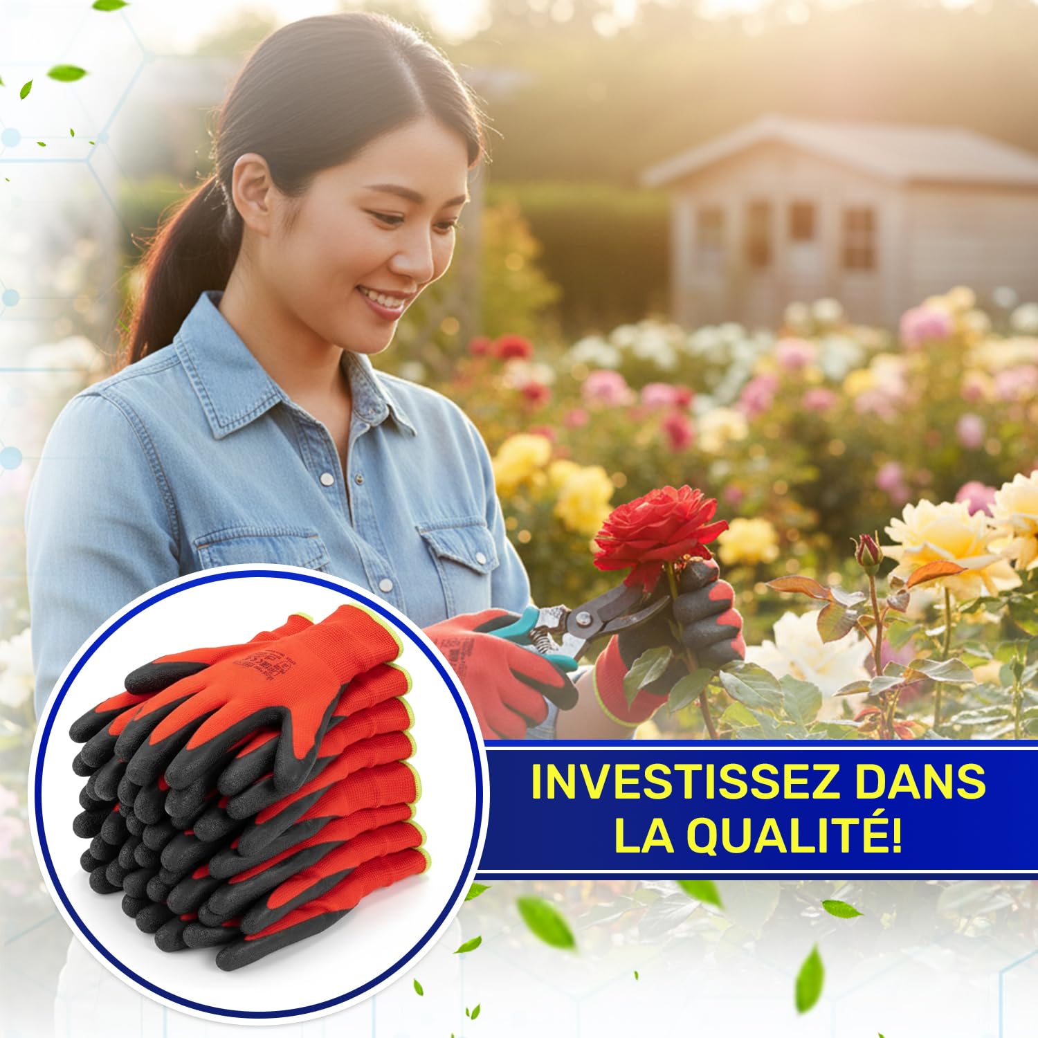 MONTERAL 60 Paires Gants de Travail Taille 8 M Protection Cat II Recouverts de Latex Anti-Slip - Gant de Travail Homme et Femme Utilisés pour Jardinage Travail Manutention Mecanicien Chantier