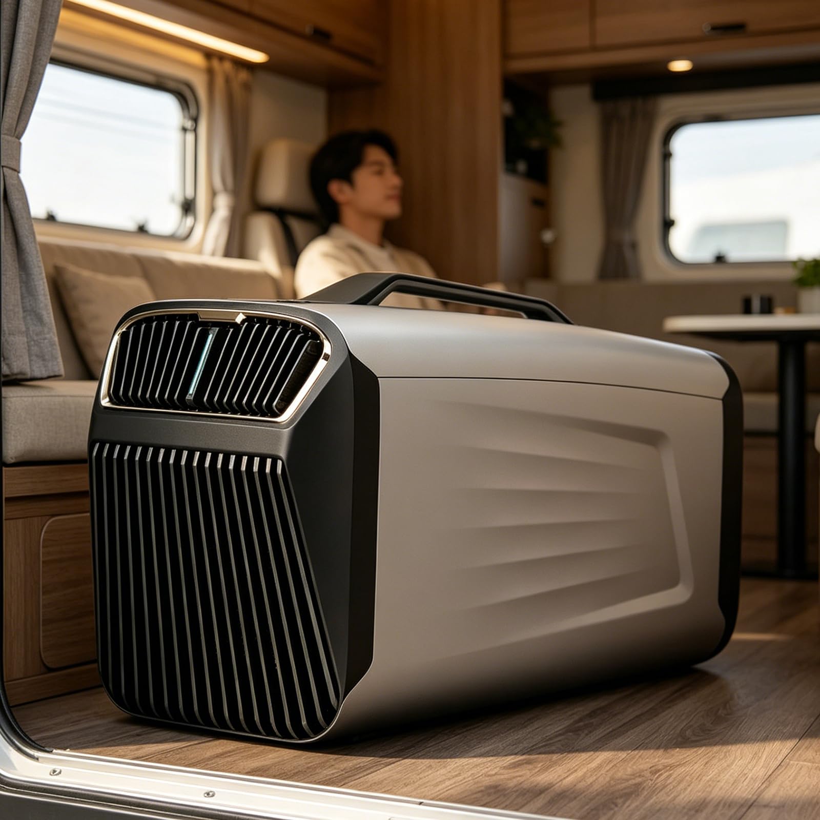 URJWAN Portable Tent Air Conditioner for Camping, Air Conditioner for Outdoor Indooer Using, 400W Consumption Quiet Small AC Unit for RV, Truck, Garage Silver