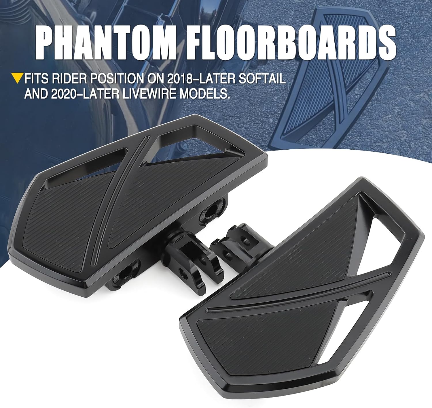 Motorcycle Floorboards Mini Phantom Front Foot Pegs Fit for Harley 2018-2025 Softail Fat Boy FLSB Street Bob FXBB Fat Bob Low Rider S FXLR Breakout FXLRS Softail Slim FLHSC 114 (Black)
