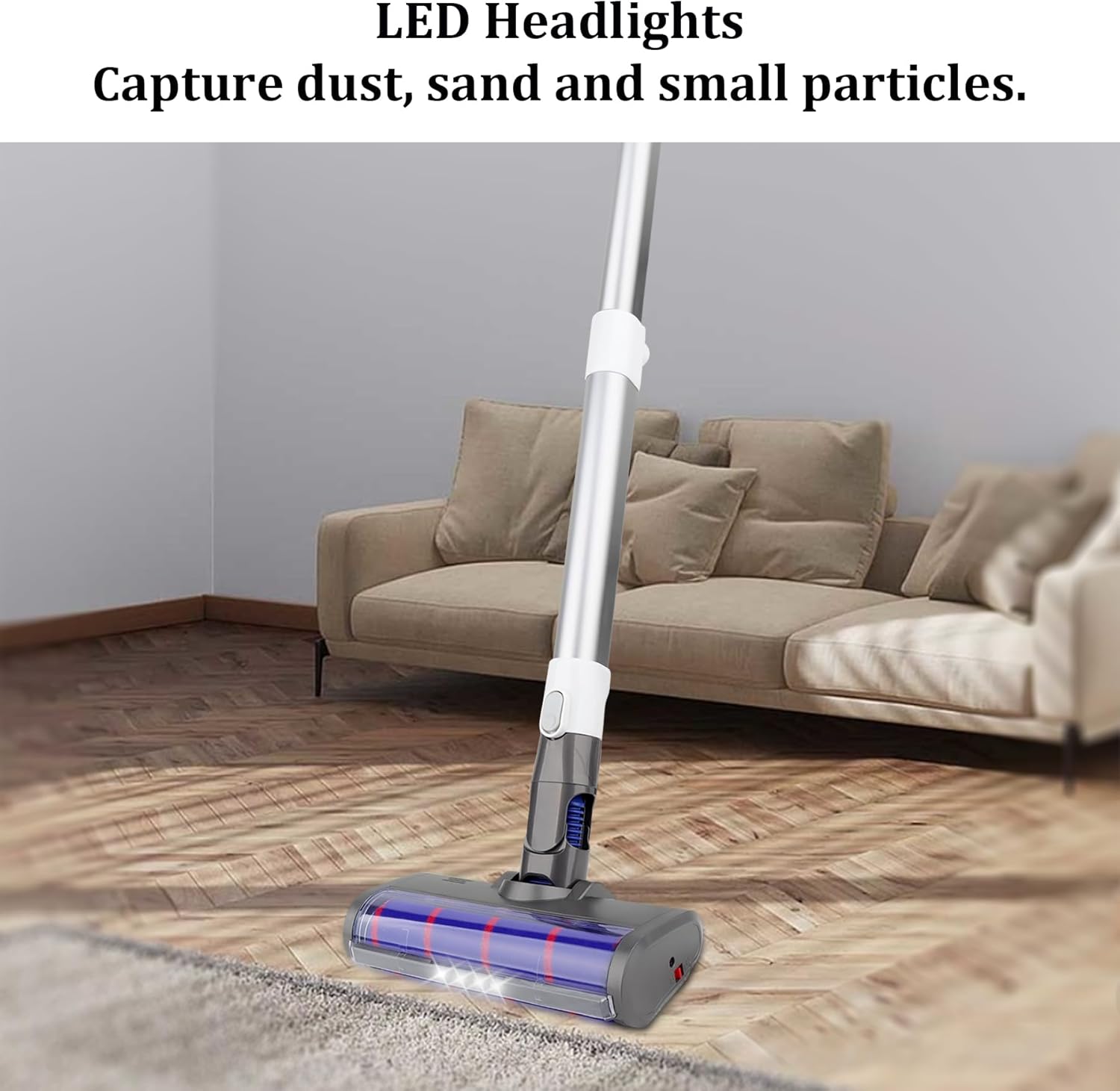 Replacement Soft Roller Cleaner Head Compatible with Dyson V6, DC58, DC59, DC61, DC62, DC74 Cordless Vacuum Cleaner, Hard Floor Attachment with Headlights (for A&B interface)