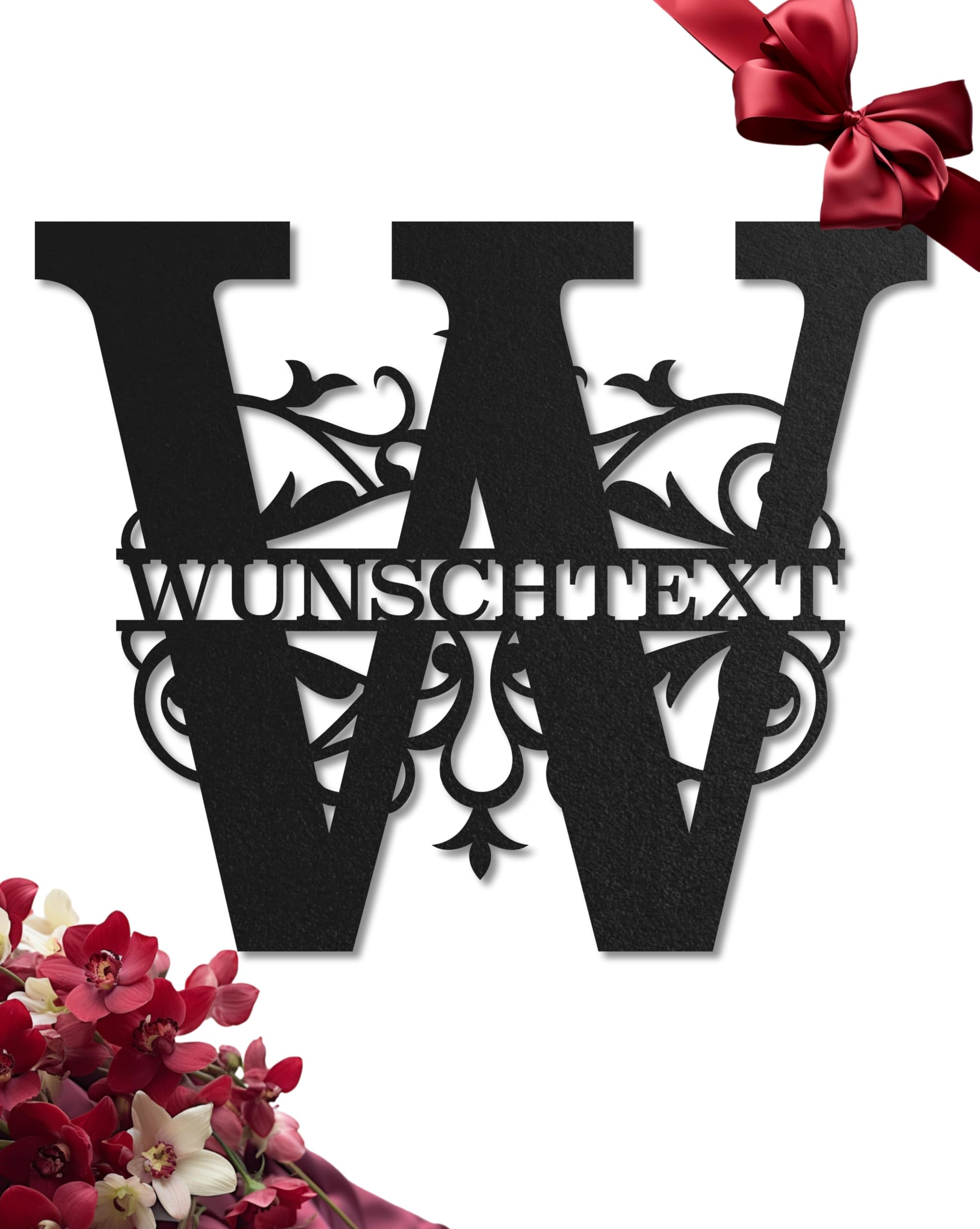 Steelmonks Hochzeitsgeschenk Personalisiertes Monogram für das Brautpaar oder als Geschenk für Eltern. Metall Wanddeko. (Volles Monogramm)