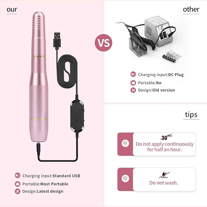 Kit Taladro Eléctrico para Uñas DMD Portable USB miniatura 3