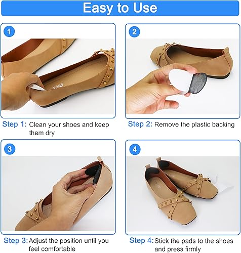 Miniatura 5 de 6 pares de empuñaduras de talón de microgamuza súper cómodas, forros de talón autoadhesivos para zapatos grandes, zapatos sueltos y alivio del dolor