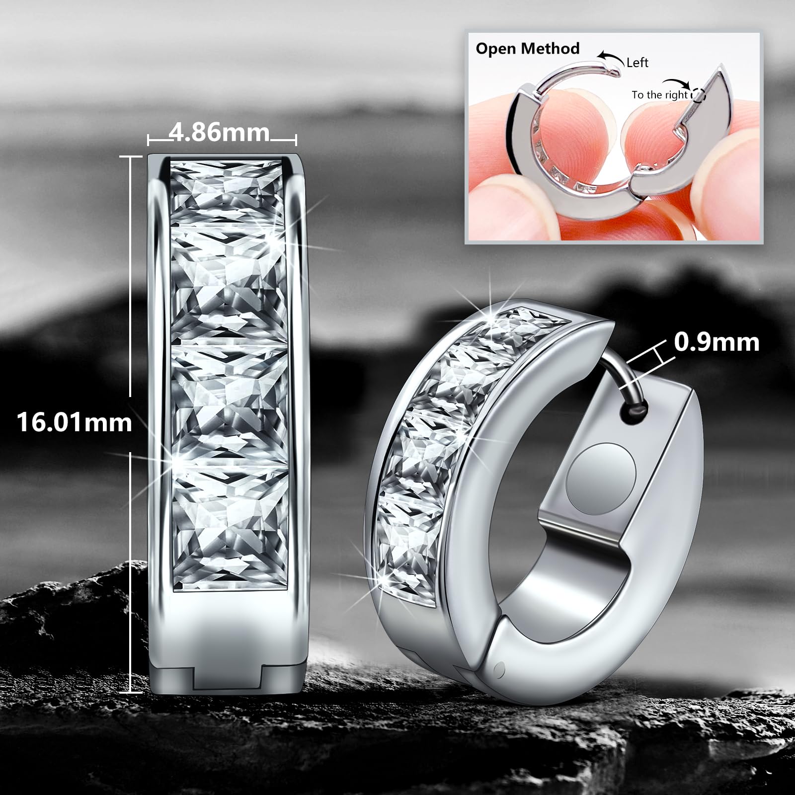 JEROOT Titan Magnettherapie Ohrringe für Damen, Creolen Sterling Silber mit Zirkonia (3500 Gauss)