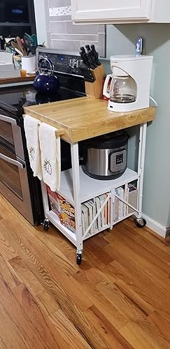 Miniatura 5 de Origami Carrito plegable para isla de cocina, organizador de mesa de almacenamiento con ruedas, color blanco Blanco,Negro -,Plateado