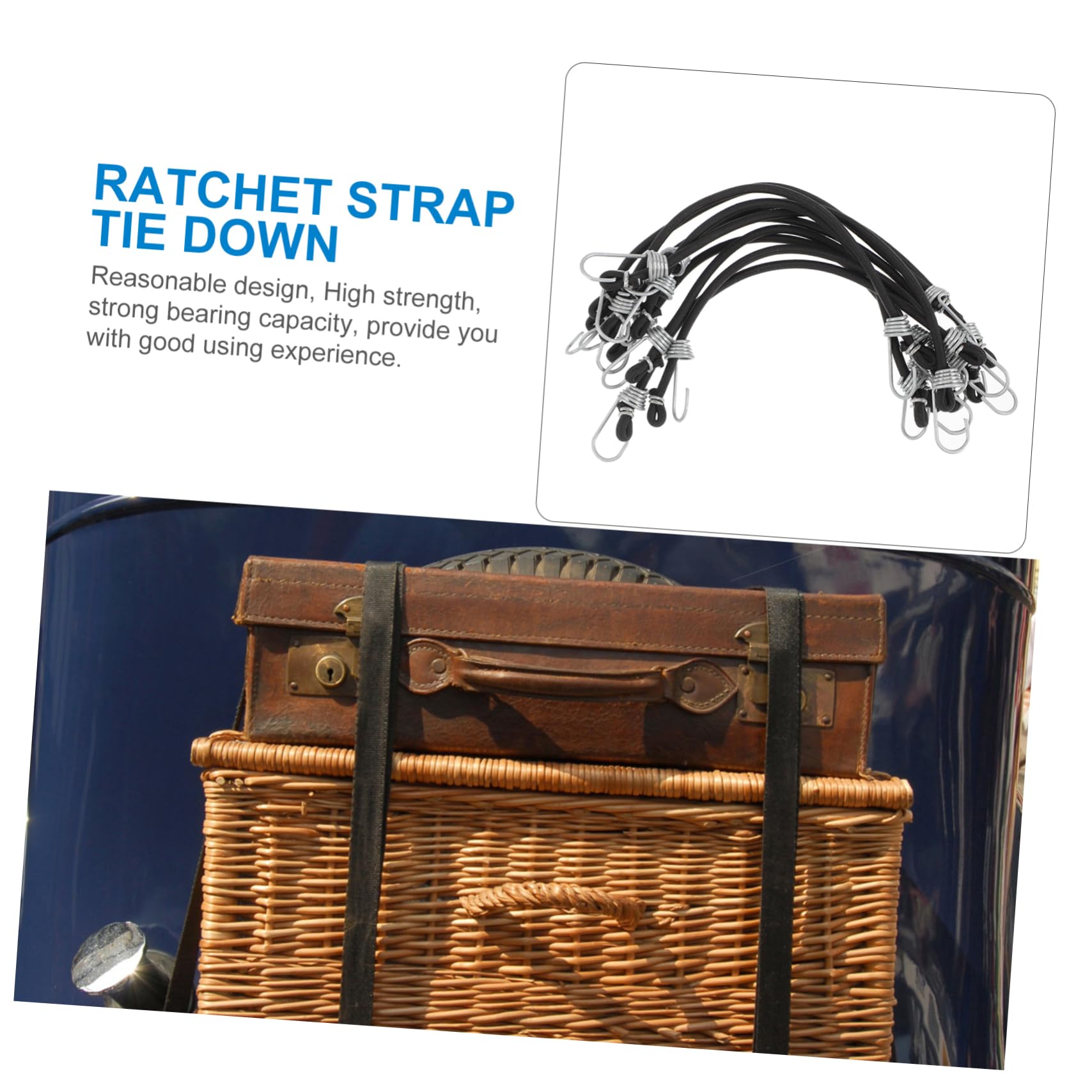 WHAMVOX 10pcs Elastic Bandage Luggage Fixing Bungee Cord Rope Belt Bike Cargo Fixing Rope Fastening Cord Strap Bike Luggage Straps Bike Fixing Cargo Bungee Cord Tensioner Strap Black Metal