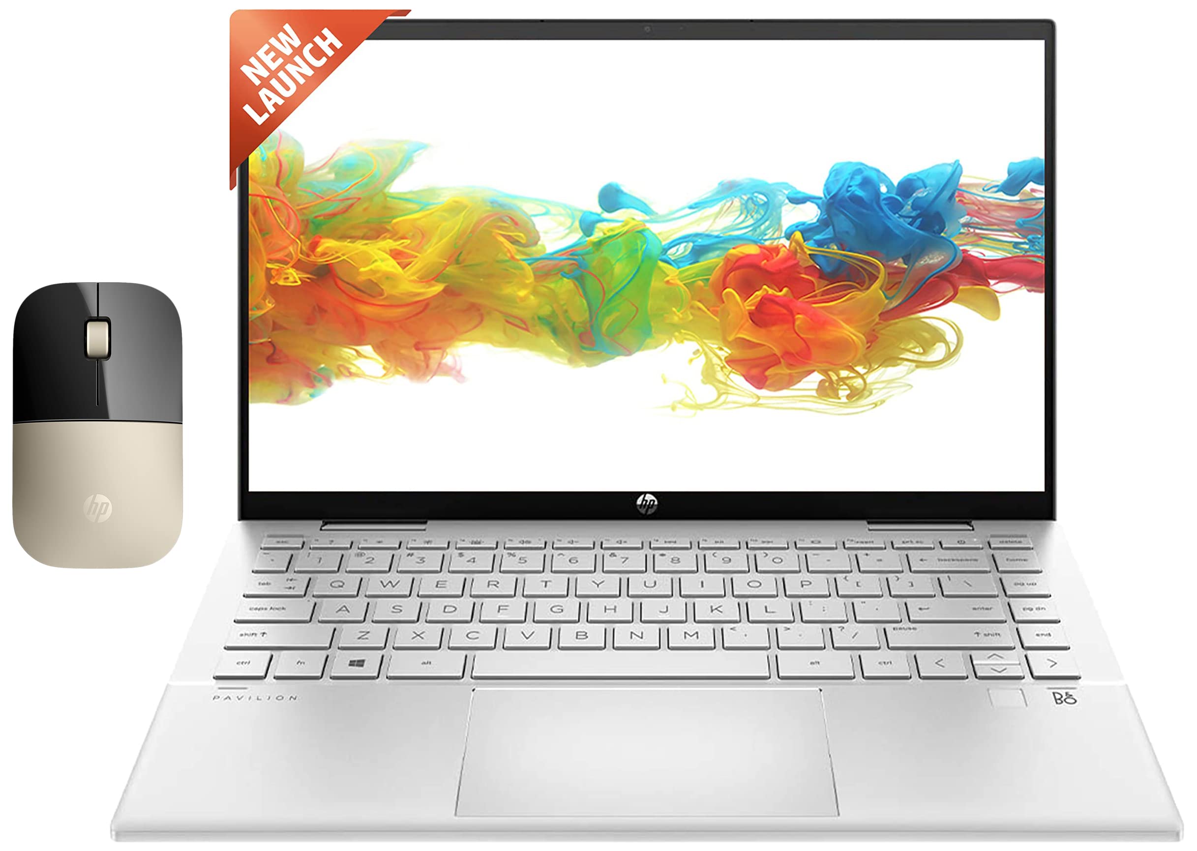 HP Pavilion x360 11th Gen Intel Core i5 14 inch(35.6 cm) FHD Multitouch 2-in-1 & Z3700 Wireless Optical Mouse with USB Receiver and 2.4GHz Wireless Connection/ 1200DPI / 16 Months Long Battery Life