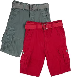 X RAY Boys Cargo Shorts (Sizes 4-18) | 100% Cotton Belted Twill Cargo Shorts for Kids, Teen & Youth