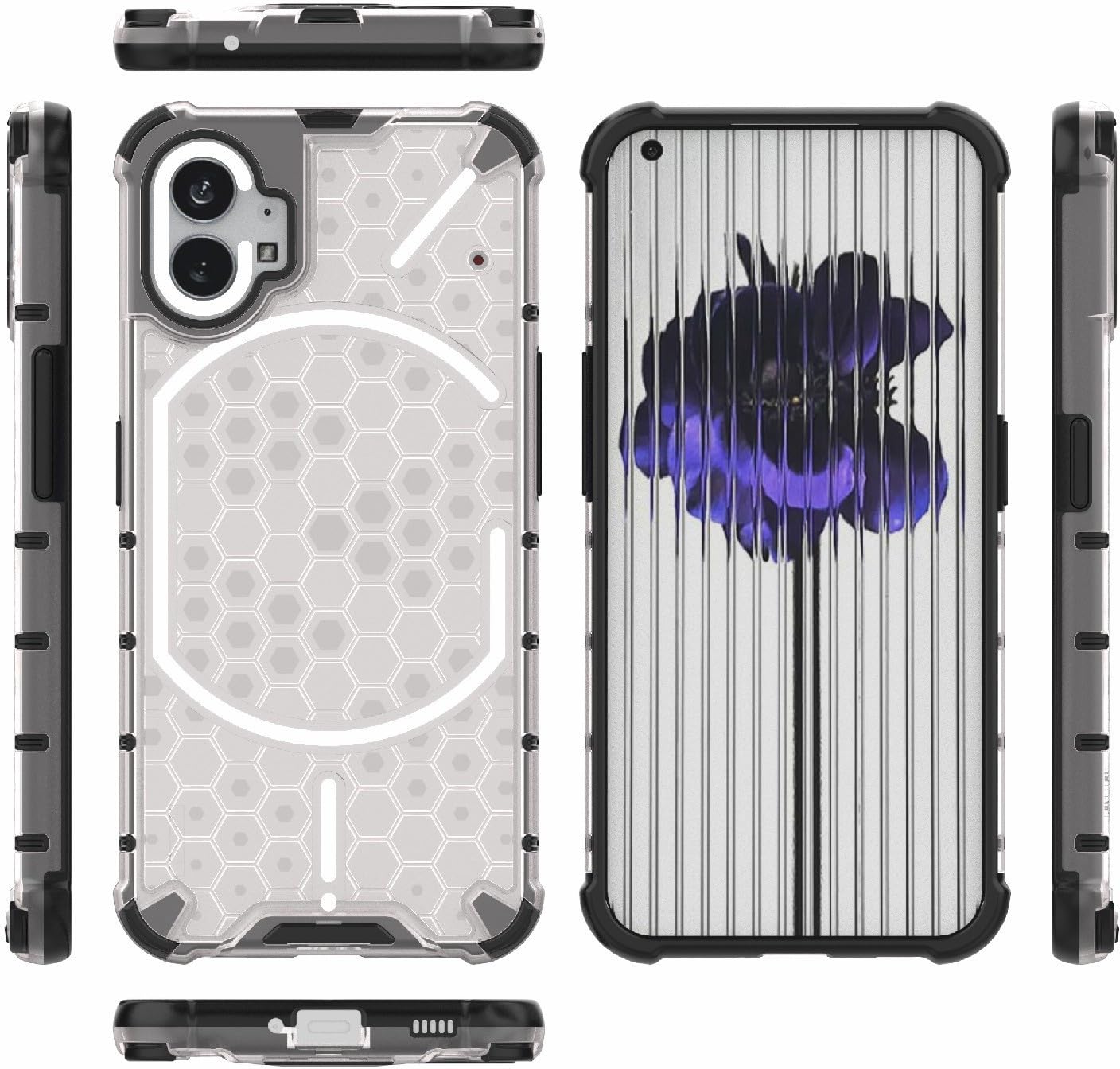 Back Cover for Nothing Phone 1 || Honeycomb || Edge to Edge Boom || Hard case || Transparent || Shockproof || Camera Protection Back case FH0047 hBe White