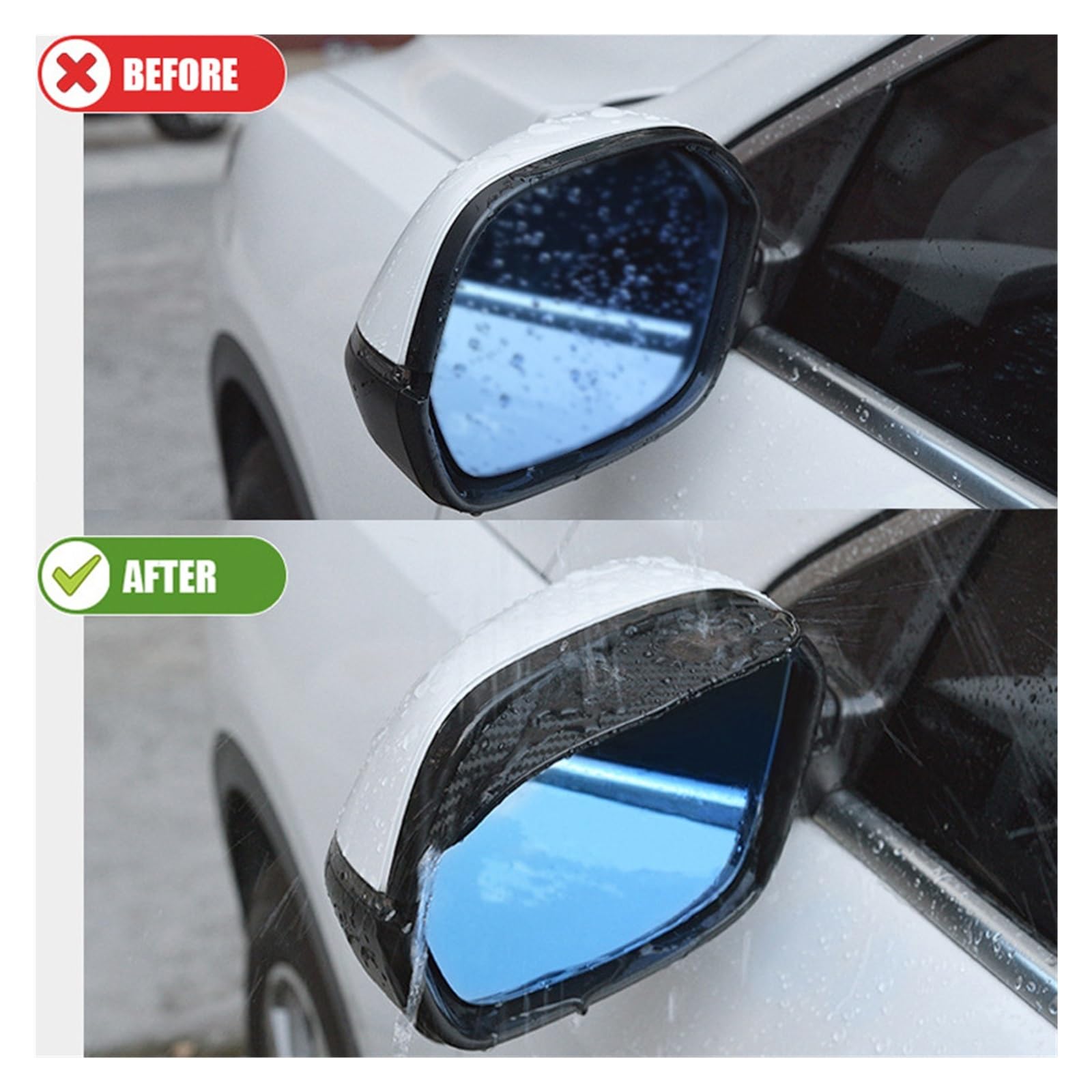 Cubiertas Antilluvia Para Espejos Retrovisores De Coche, 2 Pares, PVC Con Efecto Carbono, Adhesivo Resistente, Universales