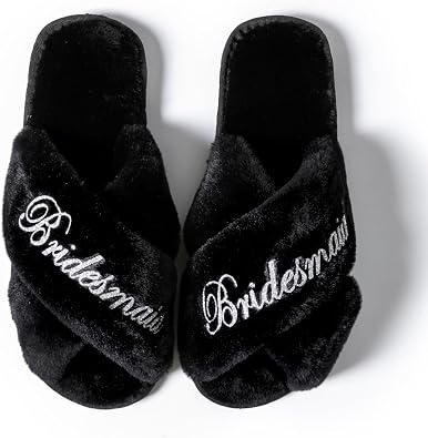 Bridal Slipper - Bridesmaid & Bachelorette Gifts - Silver Glitter Print